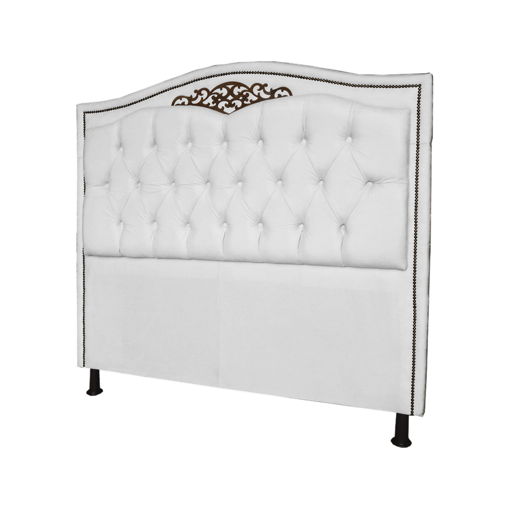 Cabeceira Casal 140cm Para Cama Box Greta Suede Branco - DS Estofados