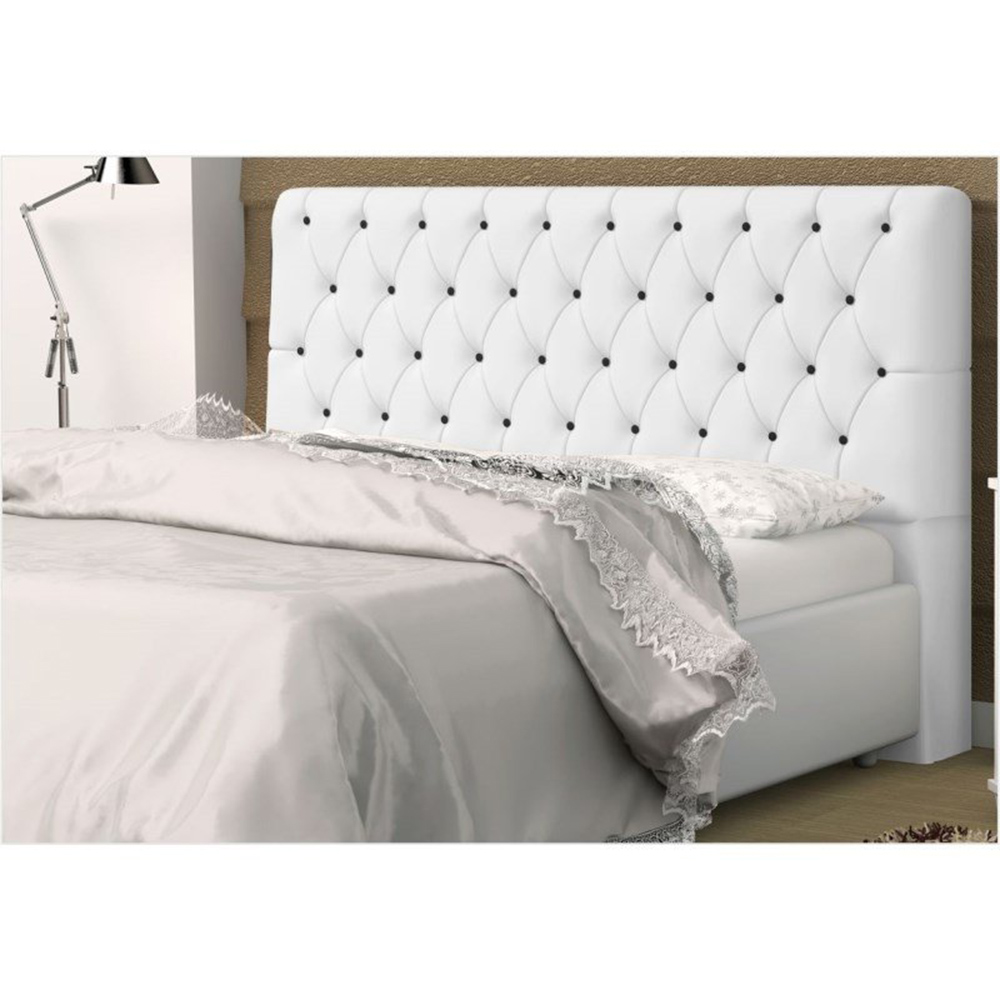 Cabeceira Casal 140cm Para Cama Box Lady Napa Branco Botão - DS Estofados