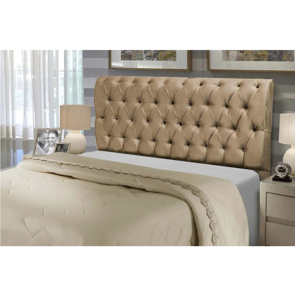 Cabeceira Casal 140cm Para Cama Box Paris Suede Capuccino - DS Estofados