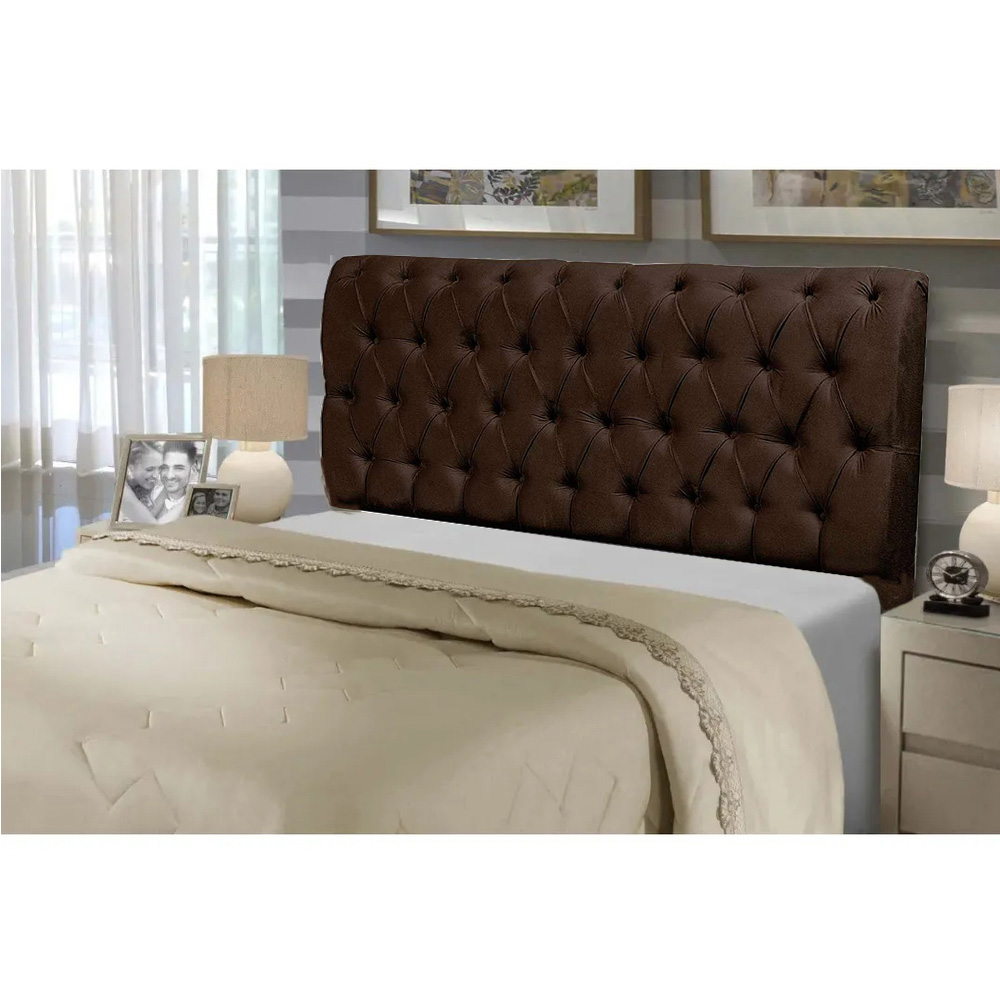Cabeceira Casal 140cm Para Cama Box Paris Suede Marrom - DS Estofados