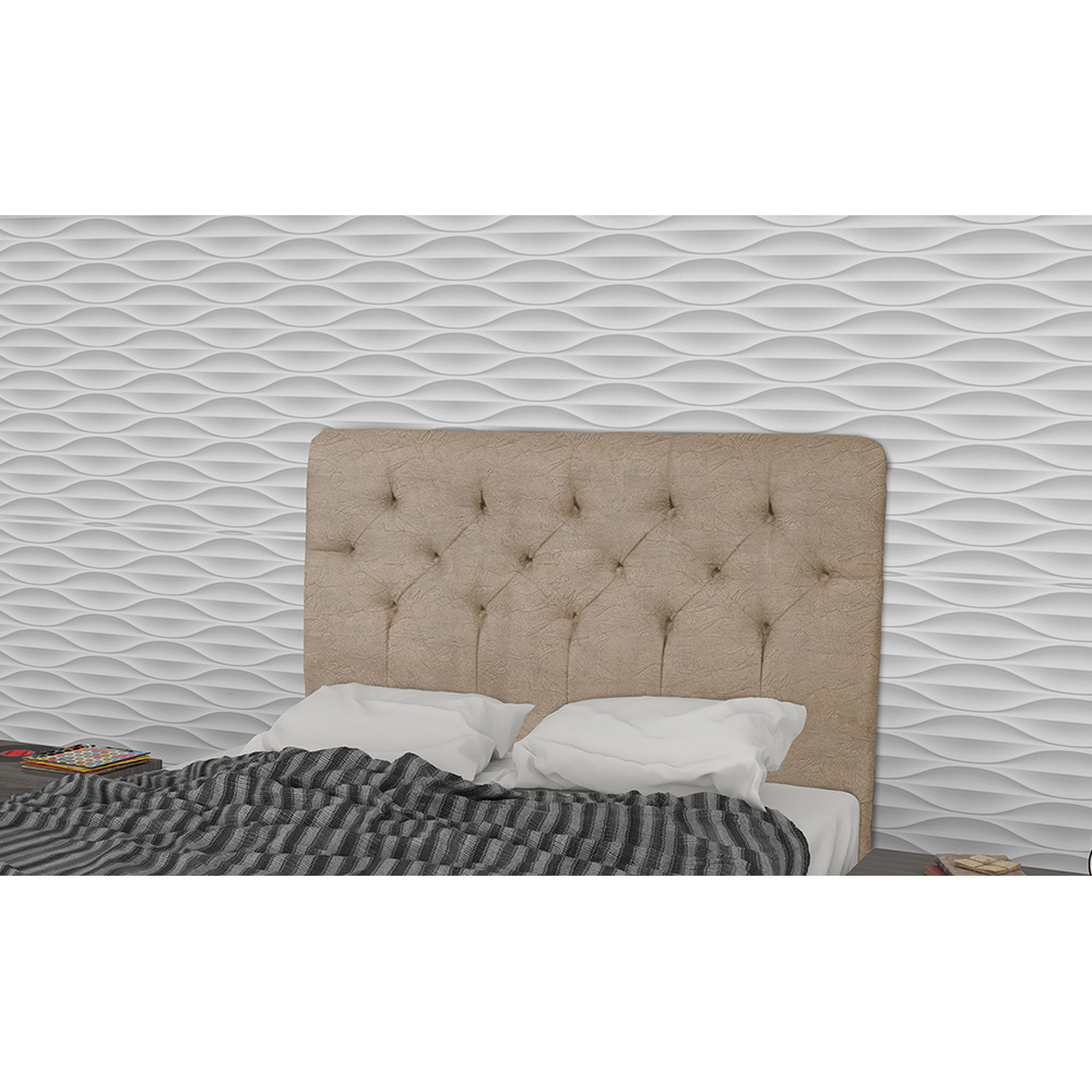 Cabeceira Casal 140cm Para Cama Box Ravena Suede Amassado Bege - DS Estofados