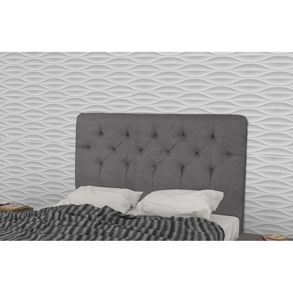 Cabeceira Casal 140cm Para Cama Box Ravena Suede Amassado Cinza - DS Estofados