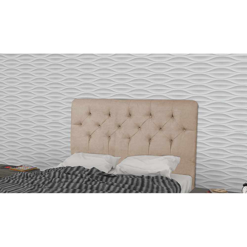 Cabeceira Casal 140cm Para Cama Box Ravena Suede Bege - DS Estofados