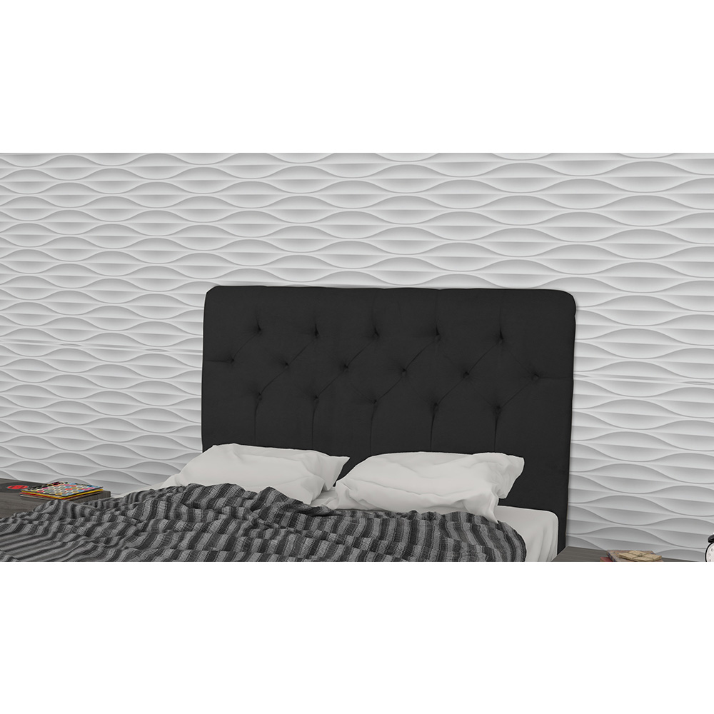 Cabeceira Casal 140cm Para Cama Box Ravena Suede Preto - DS Estofados