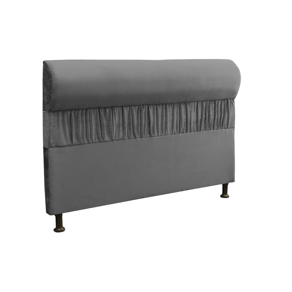 Cabeceira Casal 140cm Para Cama Box Vitória Suede Cinza - DS Estofados