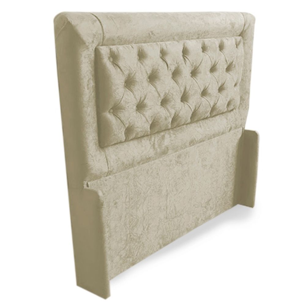 Cabeceira Casal Isa 140cm Para Cama Box Suede Amassado Bege - DS Móveis