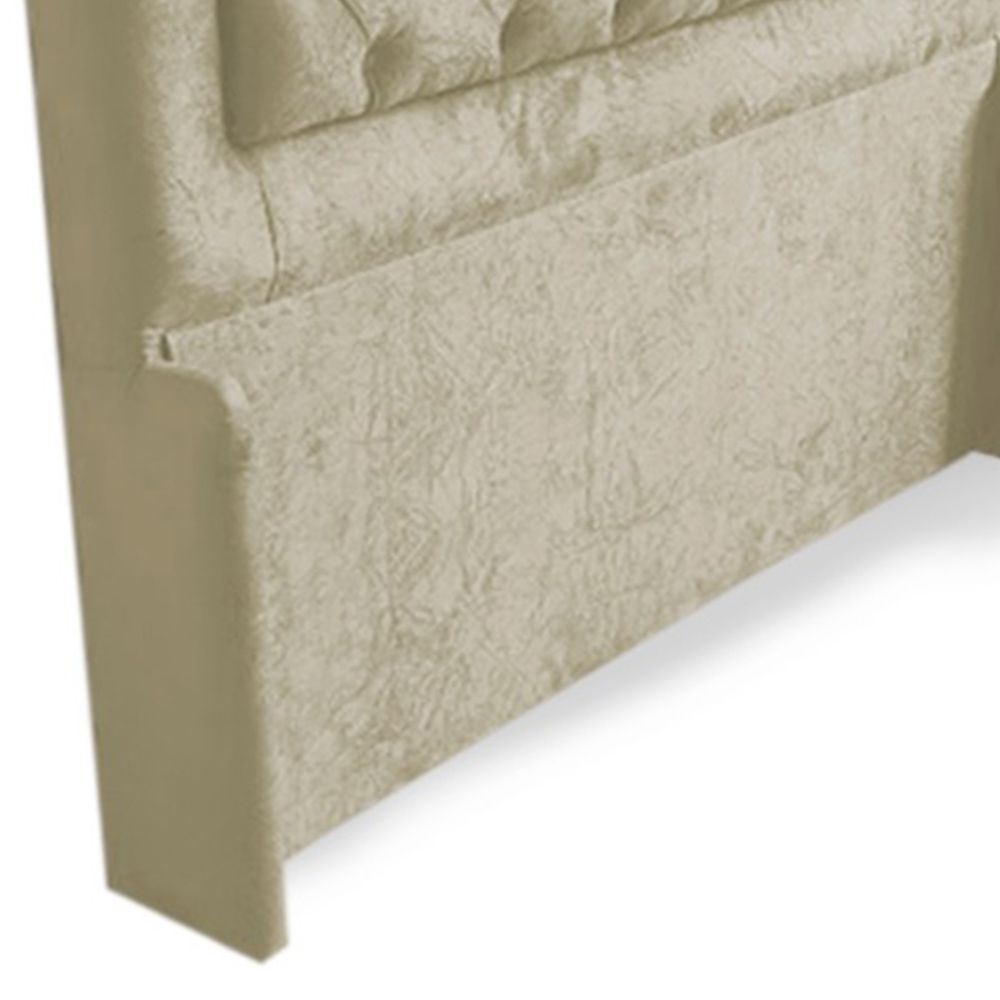 Cabeceira Casal Isa 140cm Para Cama Box Suede Amassado Bege - DS Móveis