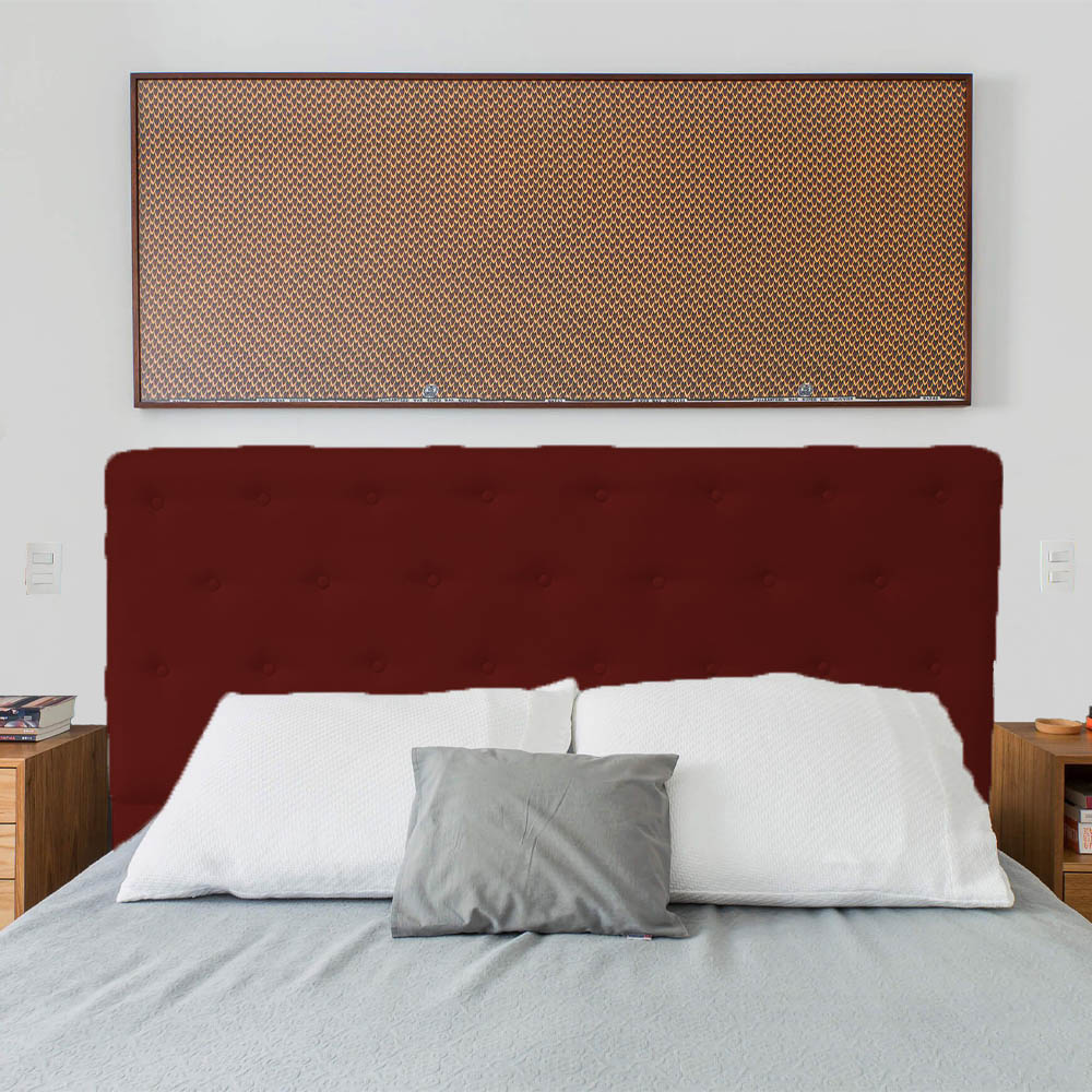 Cabeceira Casal Juliana 140cm Para Cama Box Suede Bordô - DS Estofados