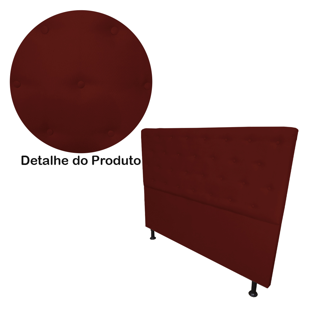 Cabeceira Casal Juliana 140cm Para Cama Box Suede Bordô - DS Estofados