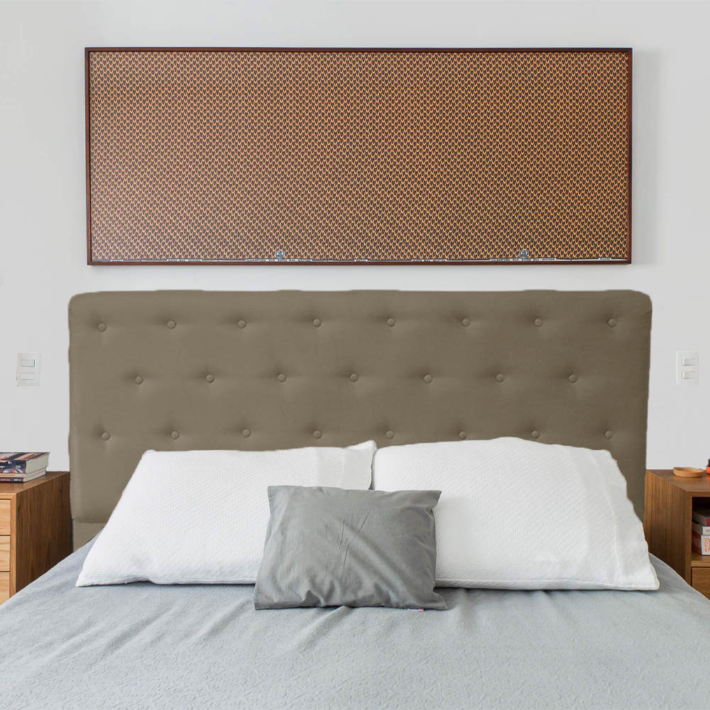 Cabeceira Casal Juliana 140cm Para Cama Box Suede Capuccino - DS Estofados