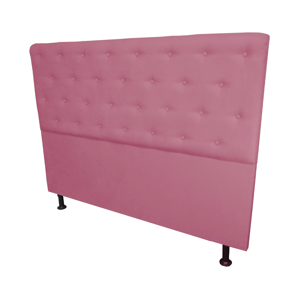 Cabeceira Casal Juliana 140cm Para Cama Box Suede Rosa - DS Estofados