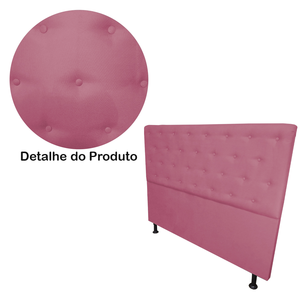 Cabeceira Casal Juliana 140cm Para Cama Box Suede Rosa - DS Estofados