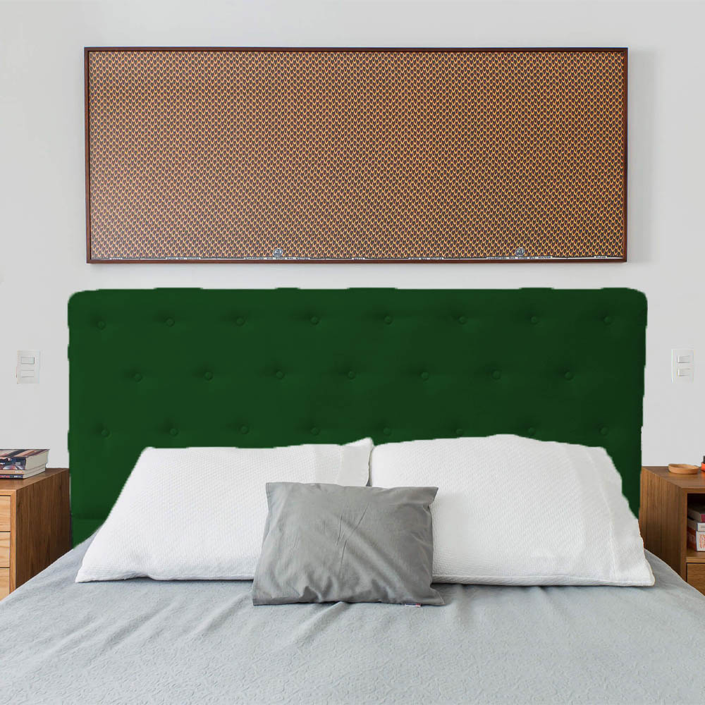 Cabeceira Casal Juliana 140cm Para Cama Box Suede Verde - DS Estofados