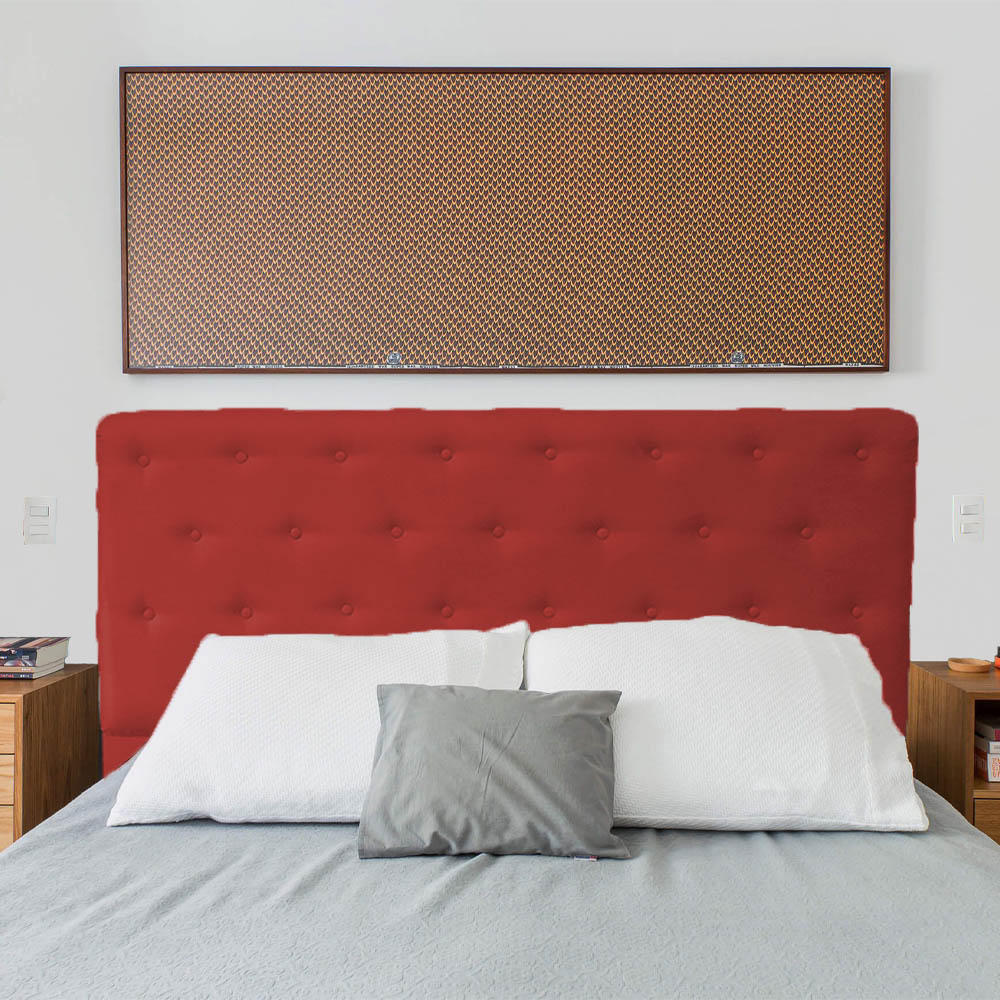 Cabeceira Casal Juliana 140cm Para Cama Box Suede Vermelho - DS Estofados