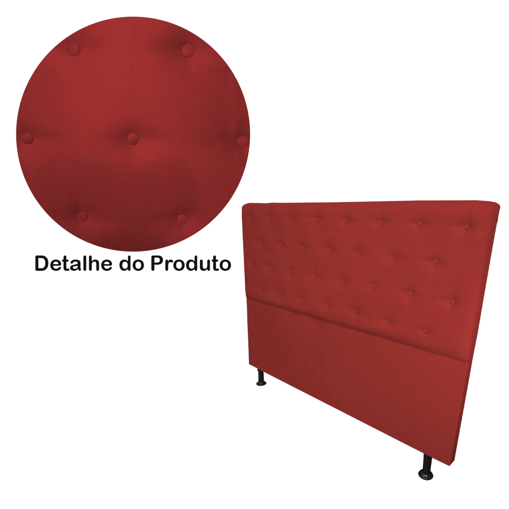 Cabeceira Casal Juliana 140cm Para Cama Box Suede Vermelho - DS Estofados