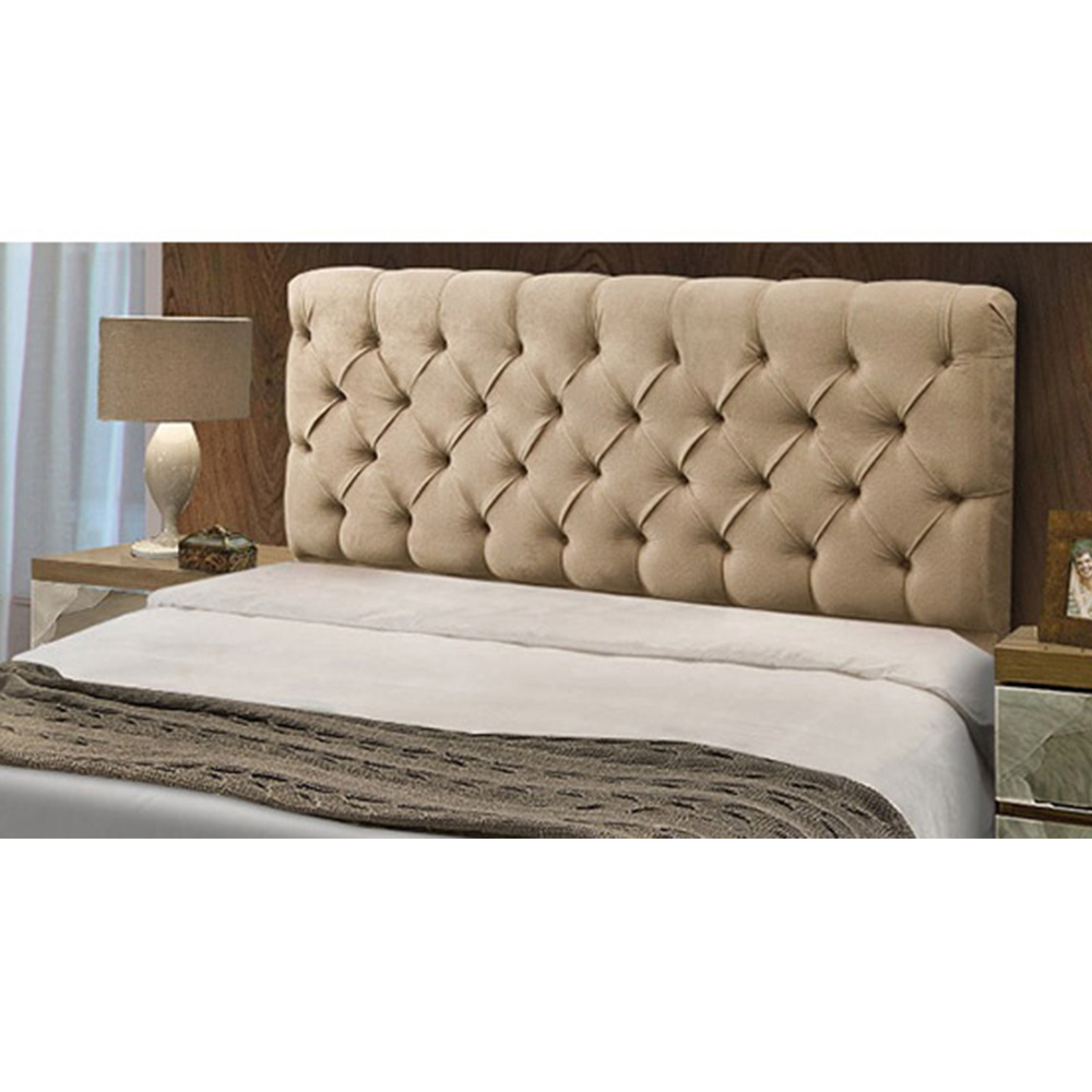 Cabeceira Casal King 190cm Para Cama Box Sofia Suede Bege - DS Estofados