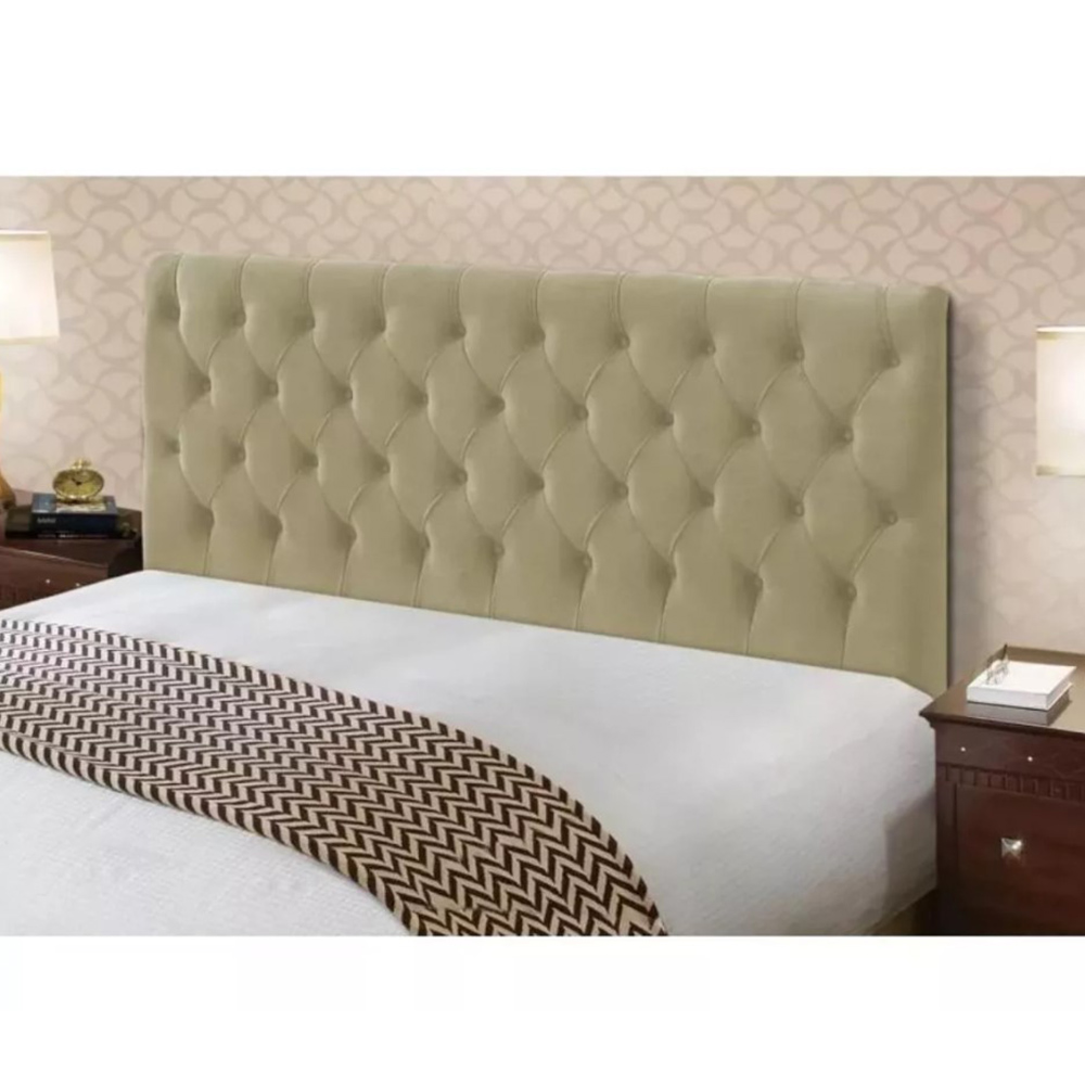 Cabeceira Casal King 195cm Para Cama Box Sofia Napa Bege - DS Estofados