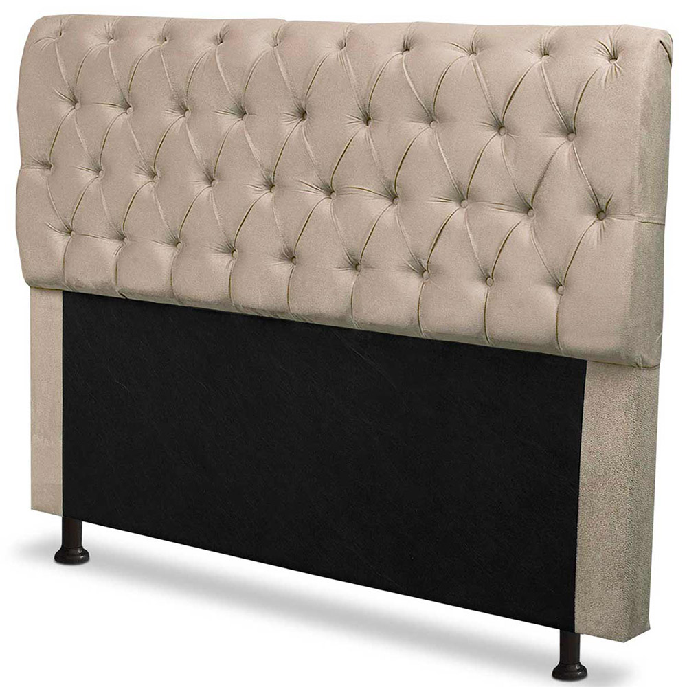 Cabeceira Casal Queen 160cm Para Cama Box Paris Suede Marfim - DS Estofados