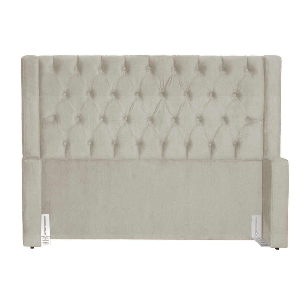 Cabeceira Estofada Para Cama Box Casal Emma Suede Bege - DS Estofados