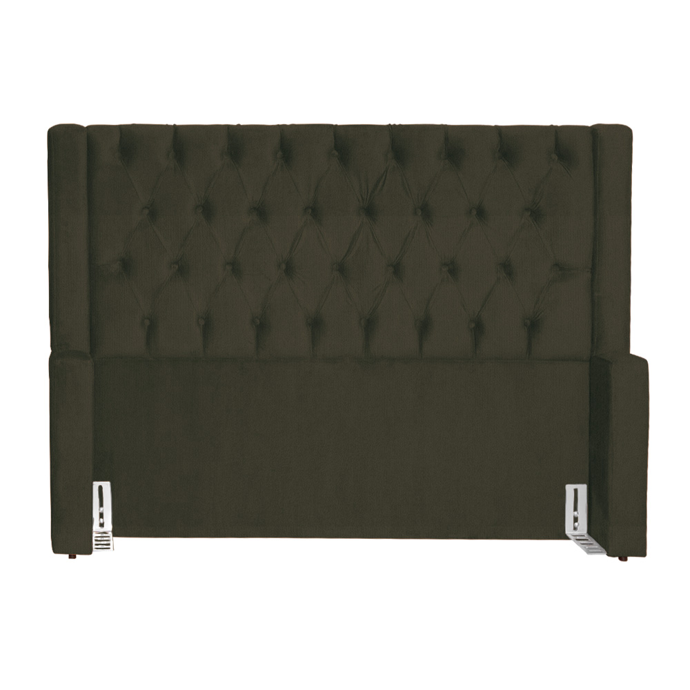 Cabeceira Estofada Para Cama Box Casal Emma Suede Marrom - DS Estofados