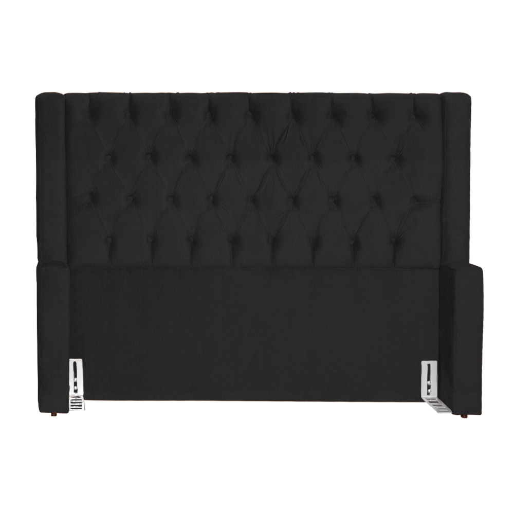 Cabeceira Estofada Para Cama Box Casal Queen Emma Suede Preto - DS Estofados
