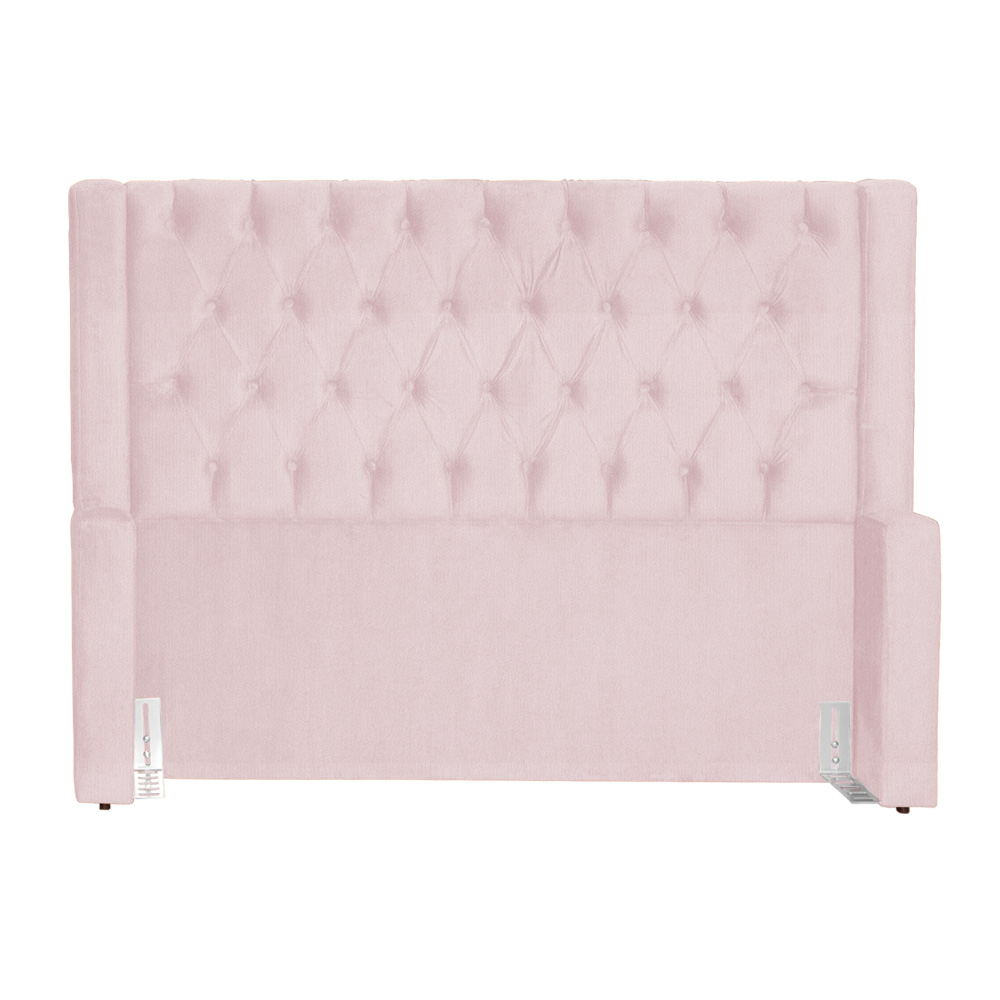 Cabeceira Estofada Para Cama Box Casal Super King Emma Suede Rosa Bebê - DS Estofados