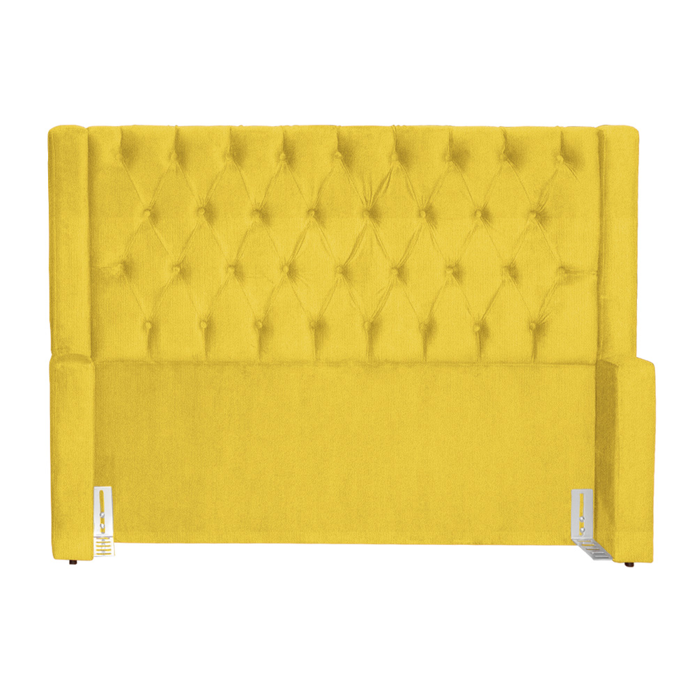 Cabeceira Estofada Para Cama Box Solteiro Emma Suede Amarelo - DS Estofados