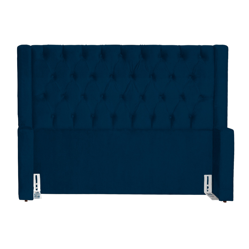 Cabeceira Estofada Para Cama Box Solteiro Emma Suede Azul Marinho - DS Estofados