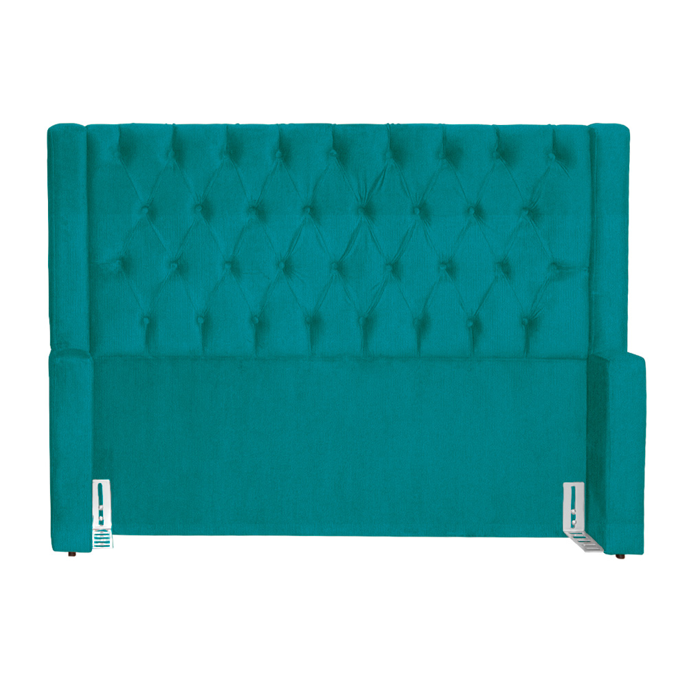 Cabeceira Estofada Para Cama Box Solteiro Emma Suede Azul Turquesa - DS Estofados