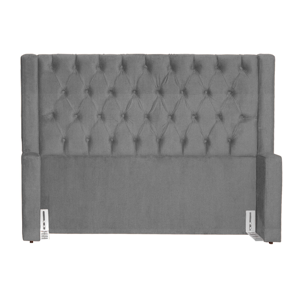 Cabeceira Estofada Para Cama Box Solteiro Emma Suede Cinza - DS Estofados