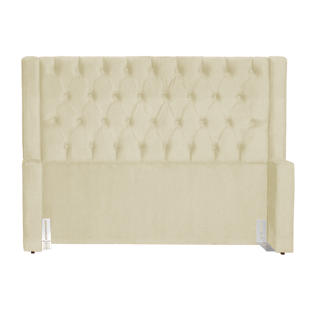 Cabeceira Estofada Para Cama Box Solteiro Emma Suede Marfim - DS Estofados