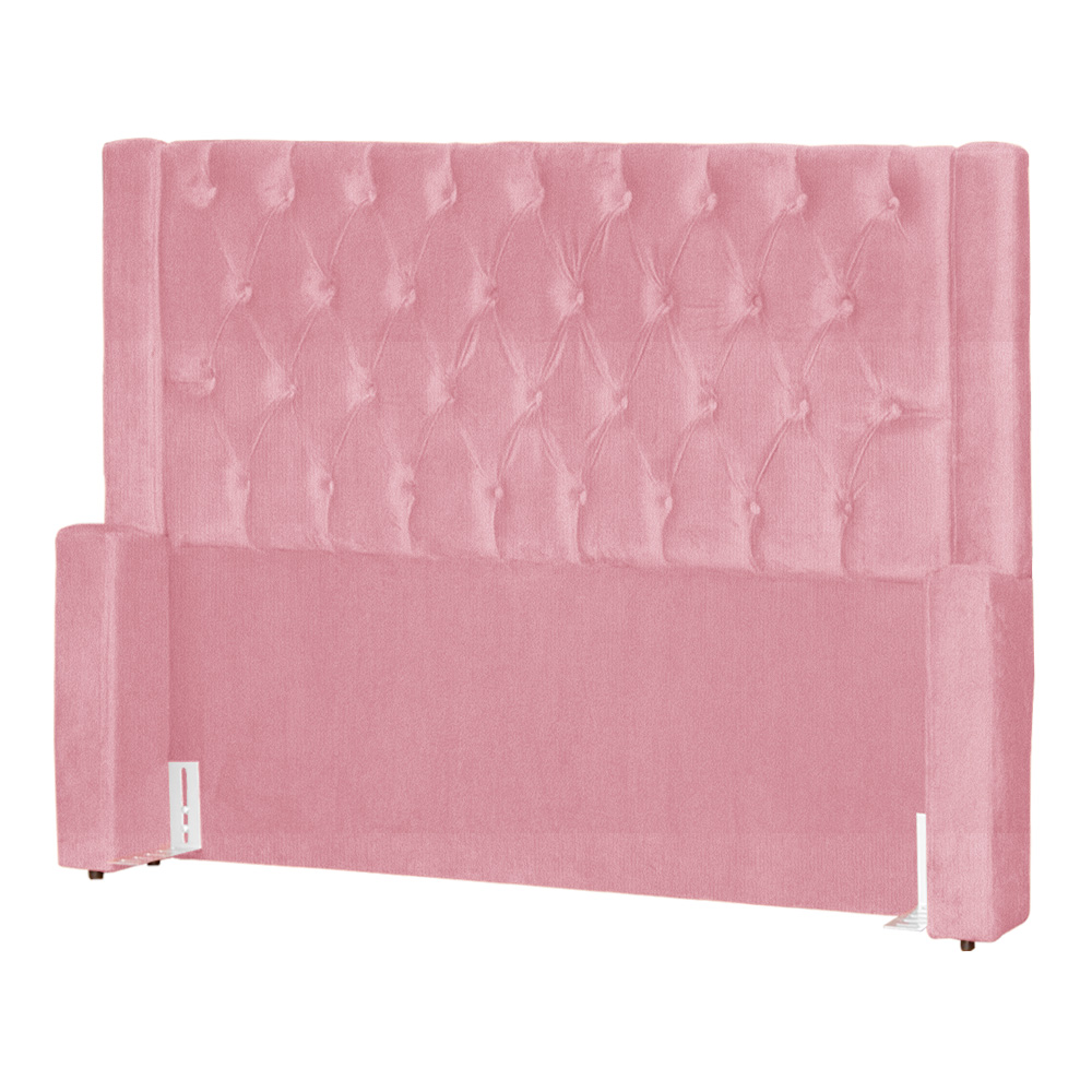 Cabeceira Estofada Para Cama Box Solteiro Emma Suede Rosa - DS Estofados