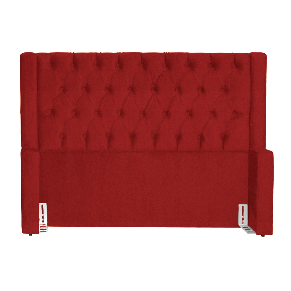 Cabeceira Estofada Para Cama Box Solteiro Emma Suede Vermelho - DS Estofados