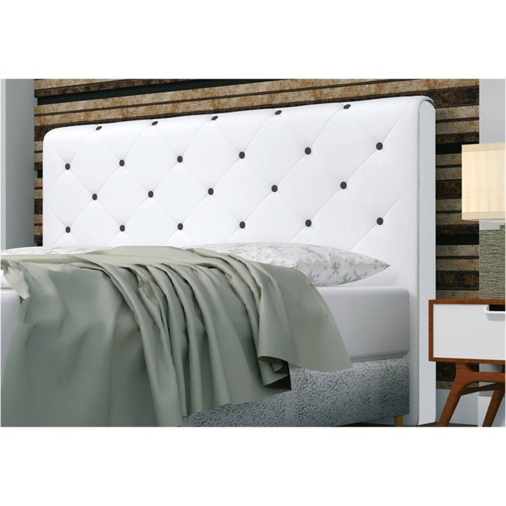 Cabeceira Giovana Cama Box Casal 140cm Botões Napa Branco - DS Estofados