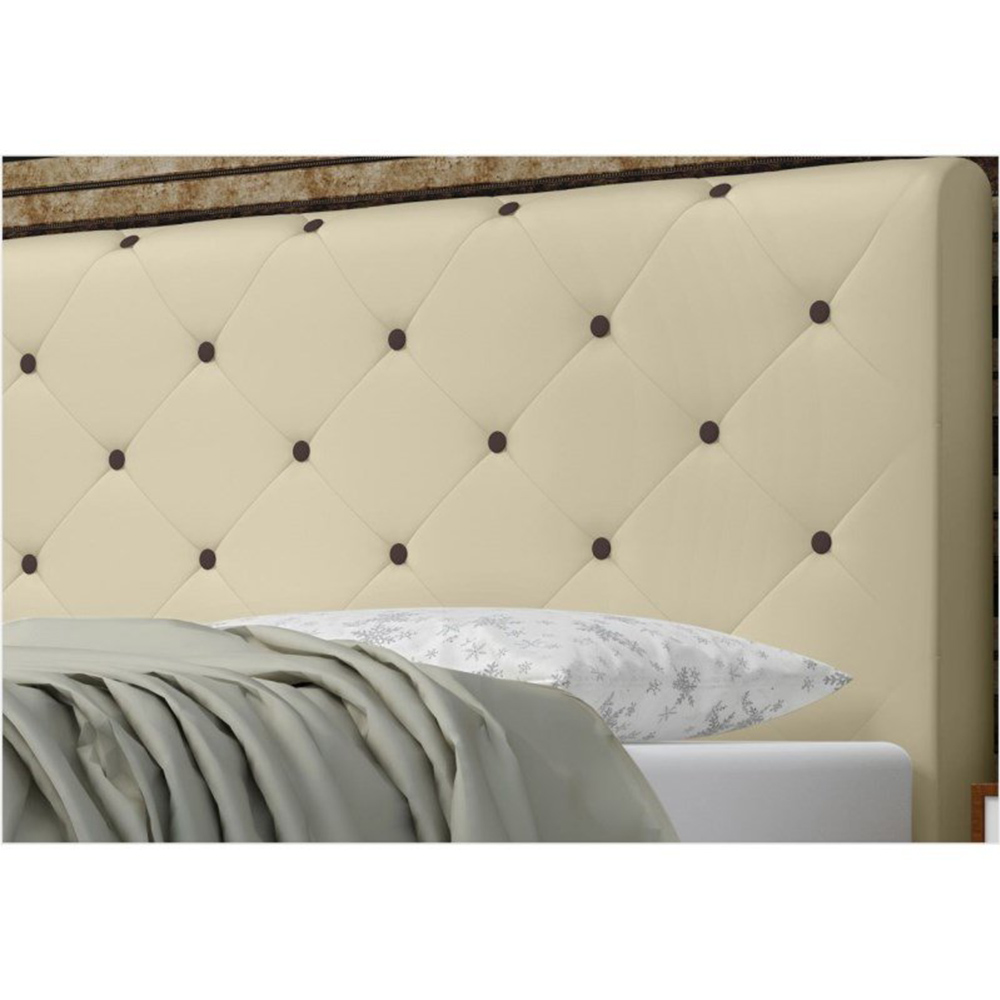 Cabeceira Giovana Cama Box Solteiro 90cm Botões Corino Bege - DS Estofados