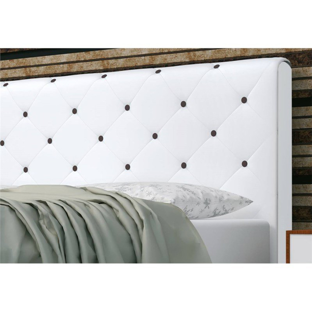 Cabeceira Giovana Cama Box Solteiro 90cm Botões Corino Branco - DS Estofados