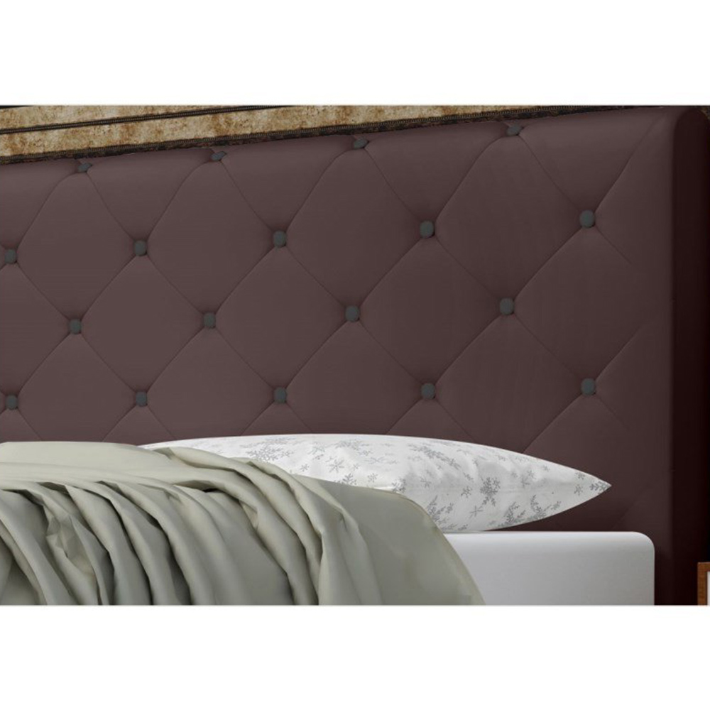 Cabeceira Giovana Cama Box Solteiro 90cm Botões Corino Marrom - DS Estofados