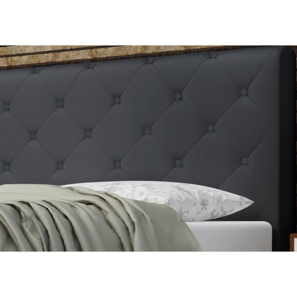 Cabeceira Giovana Cama Box Solteiro 90cm Botões Corino Preto - DS Estofados