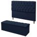 Cabeceira Mais Calçadeira Baú Casal 140cm Para Cama Box Sofia Suede Azul Marinho - DS Estofados