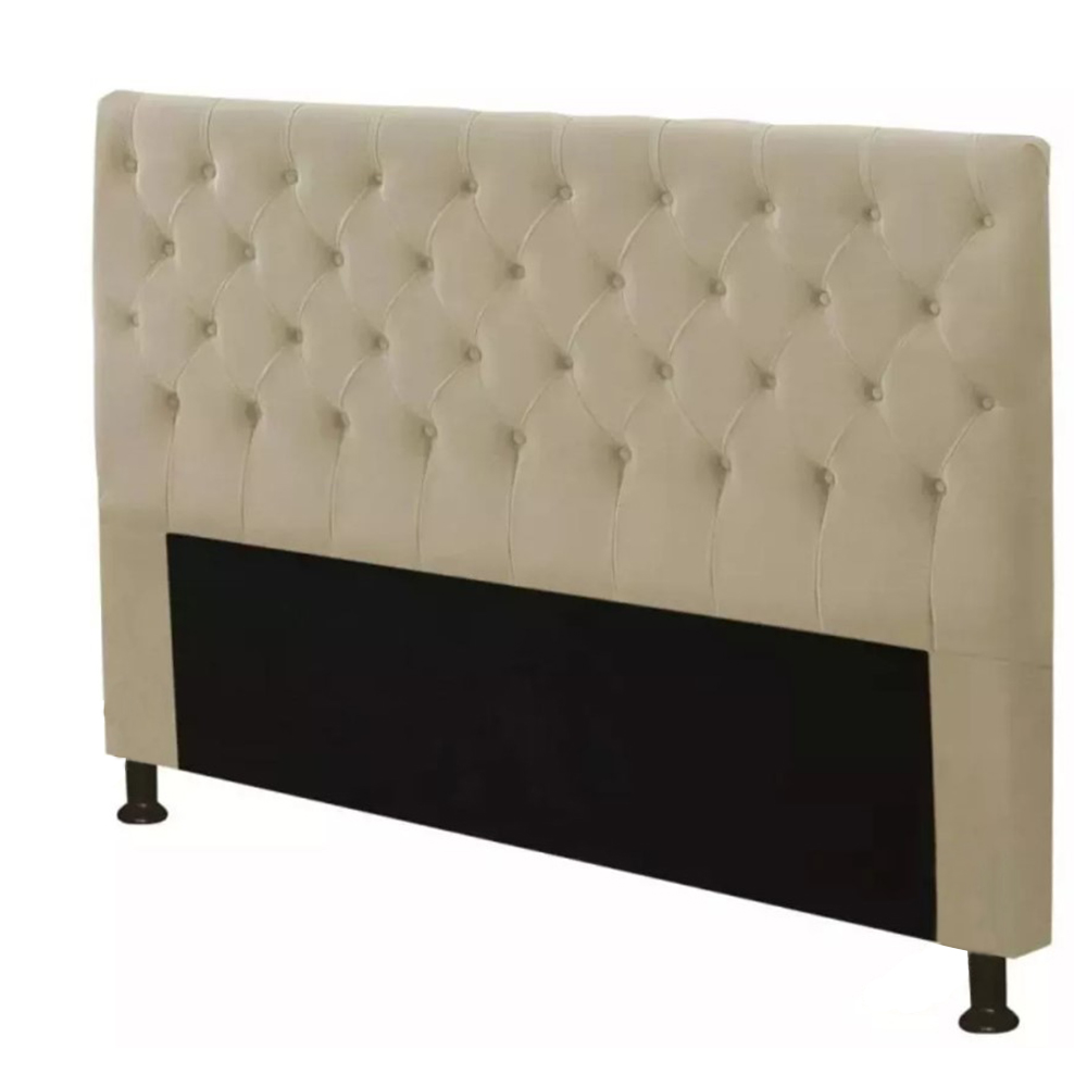 Cabeceira Mais Calçadeira Baú King 190cm Para Cama Box Sofia Napa Bege - DS Estofados