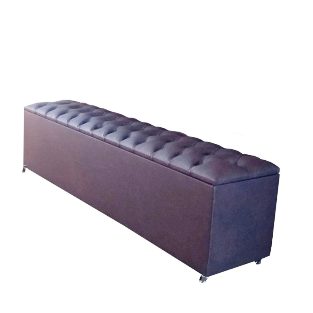 Cabeceira Mais Calçadeira Baú King 190cm Para Cama Box Sofia Napa Marrom - DS Estofados