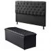 Cabeceira Mais Calçadeira Baú King 195cm Para Cama Box Sofia Napa Preto - DS Estofados