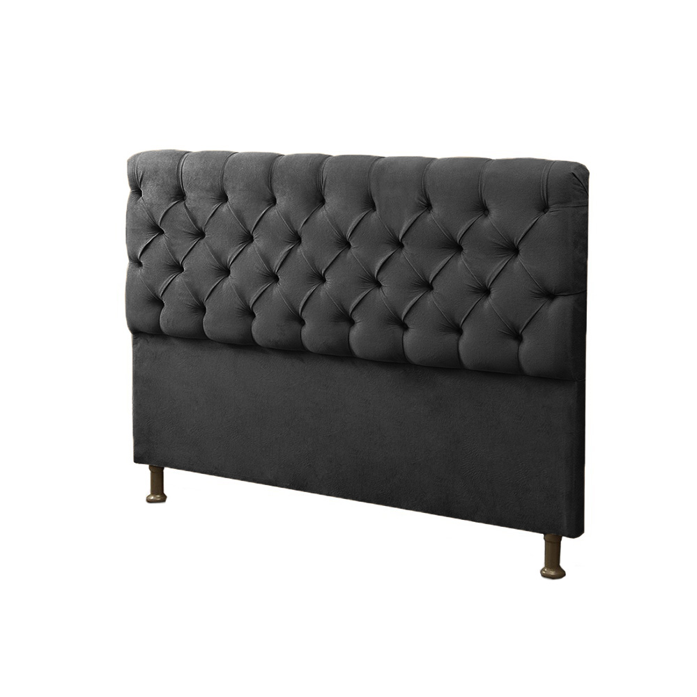 Cabeceira Mais Calçadeira Baú King 195cm Para Cama Box Sofia Napa Preto - DS Estofados