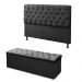 Cabeceira Mais Calçadeira Baú King 195cm Para Cama Box Sofia Suede Preto - DS Estofados