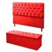 Cabeceira Mais Calçadeira Baú King 195cm Para Cama Box Sofia Suede Vermelho - DS Estofados