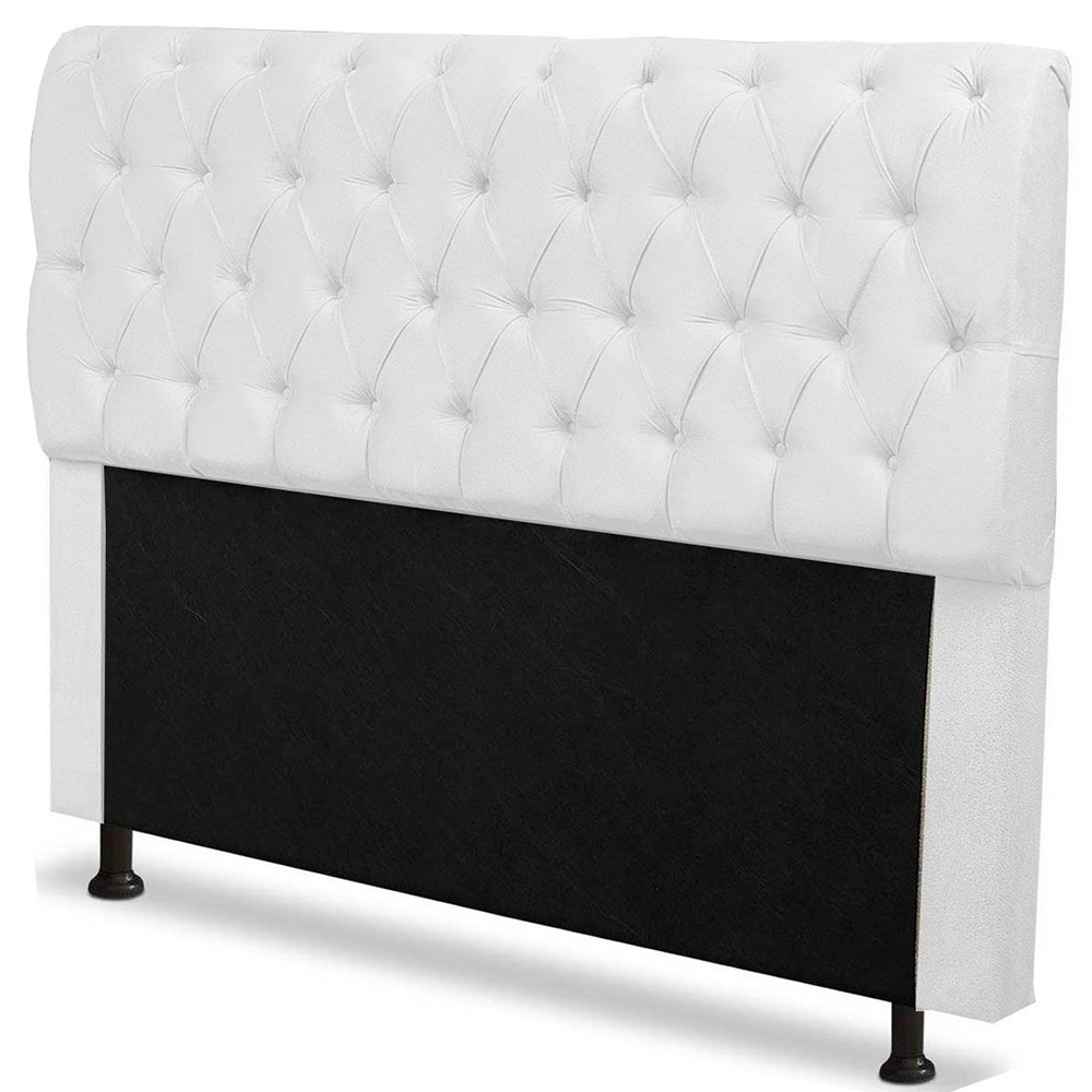 Cabeceira Mais Calçadeira Baú Solteiro 90cm Para Cama Box Paris Napa Branco - DS Estofados