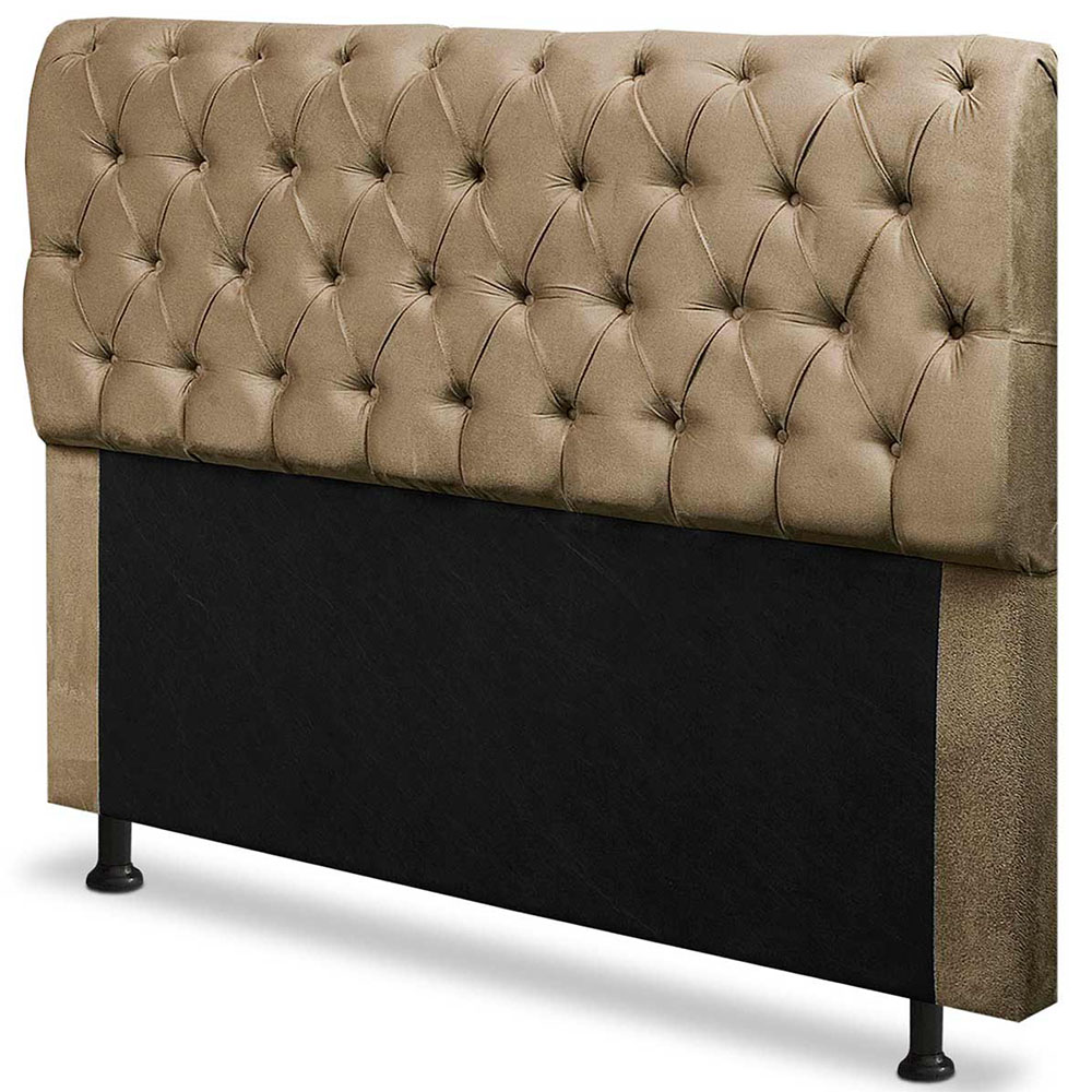 Cabeceira Mais Calçadeira Baú Solteiro 90cm Para Cama Box Paris Suede Capuccino - DS Estofados