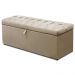 Cabeceira Mais Calçadeira Baú Solteiro 90cm Para Cama Box Paris Suede Marfim - DS Estofados
