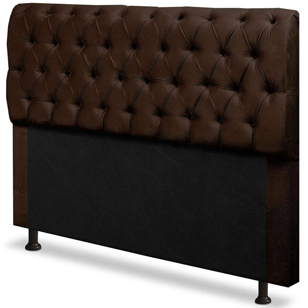 Cabeceira Mais Calçadeira Baú Solteiro 90cm Para Cama Box Paris Suede Marrom - DS Estofados