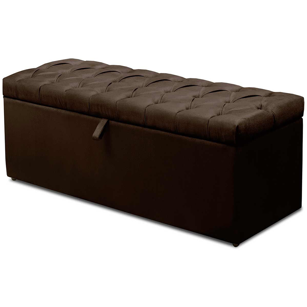 Cabeceira Mais Calçadeira Baú Solteiro 90cm Para Cama Box Paris Suede Marrom - DS Estofados